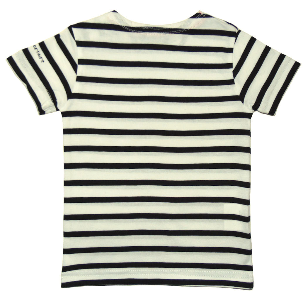 Captain Corsaire Kids 'Cosma' Anchor Print Striped Tee - White / Navy