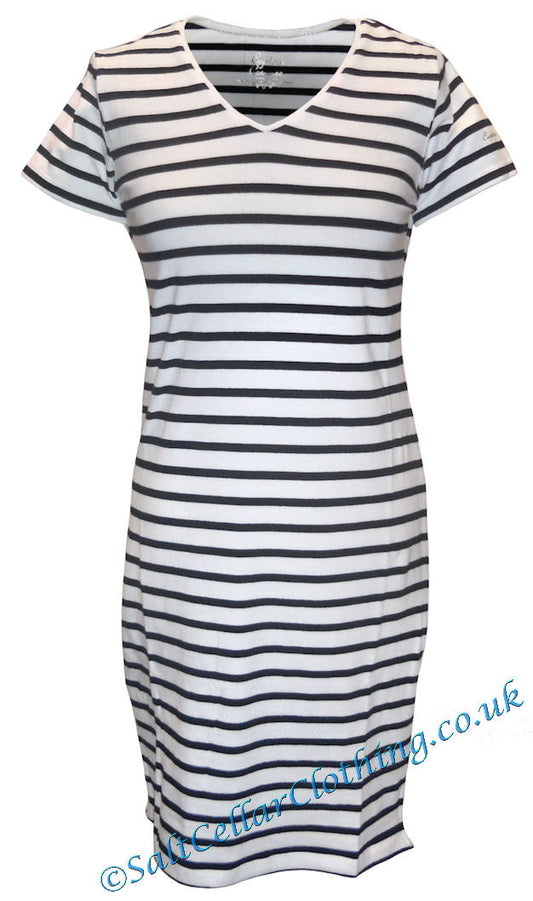 Captain Corsaire Womens 'Thays' Striped Dress - White / Navy