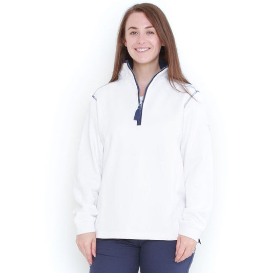 Lazy Jacks Womens 'LJ3' Zip Neck Sweatshirt - White