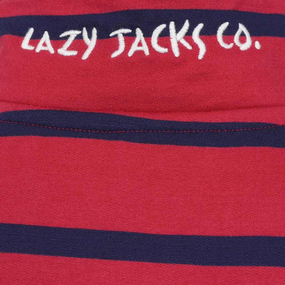 Lazy Jacks Mens 'LJ39' Zip Neck Stripe Sweatshirt - Crimson Red