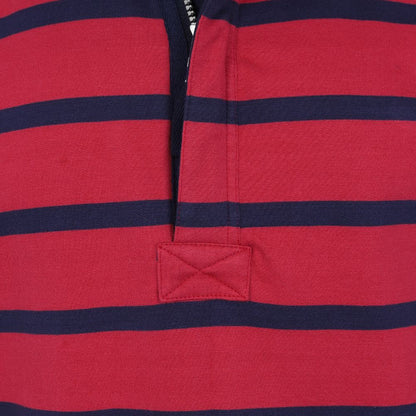 Lazy Jacks Mens 'LJ39' Zip Neck Stripe Sweatshirt - Crimson Red