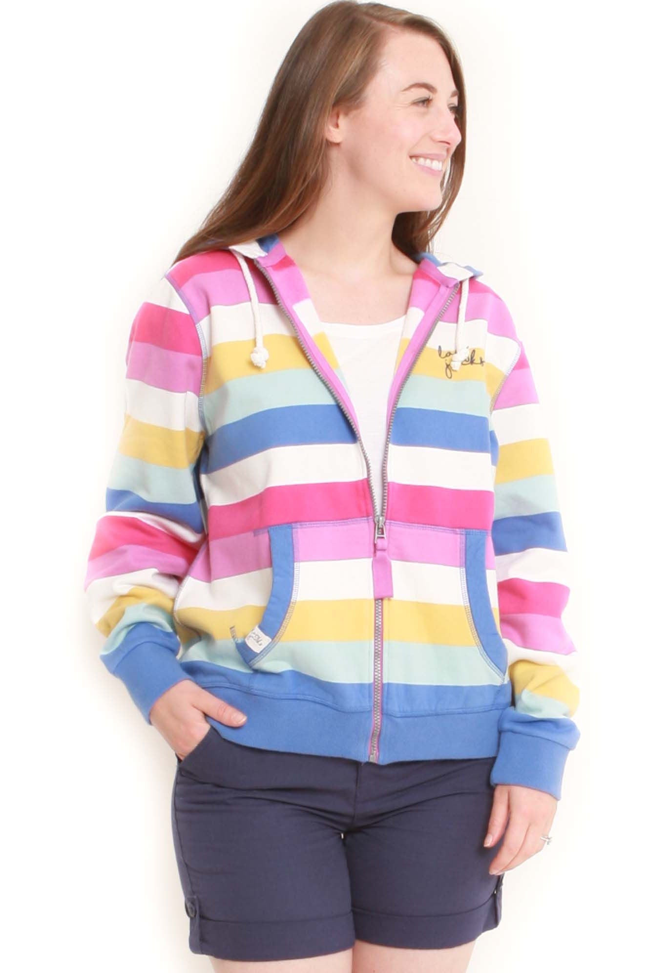Lazy Jacks Womens LJ101S Stripe Hoody Multicoloured Salt