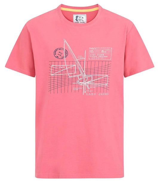 Lazy Jacks Kids 'LJ15C' Printed Tee - Lobster Red