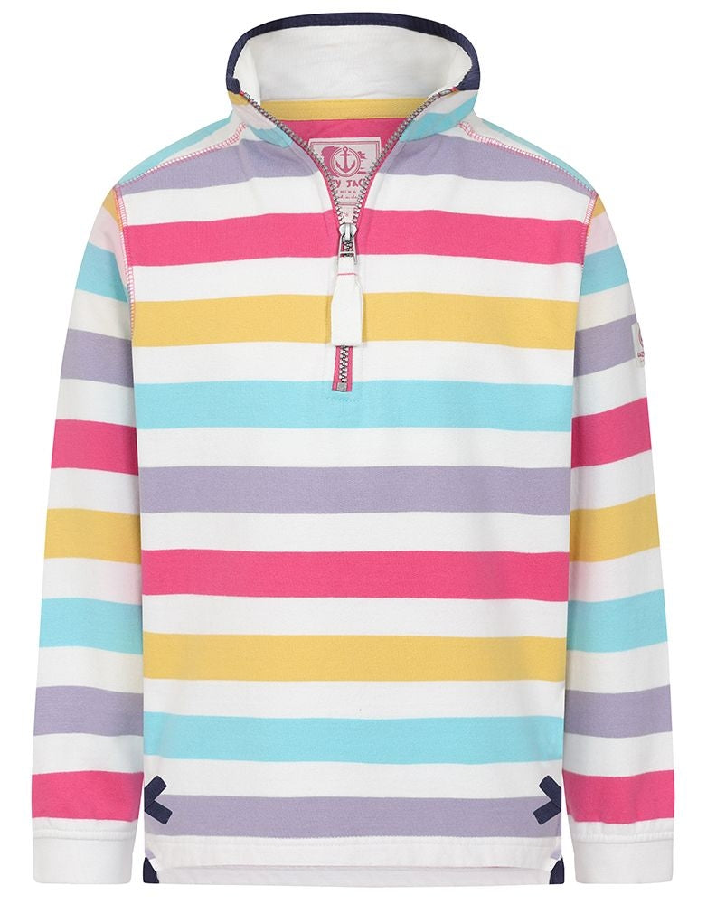 Lazy Jacks Kids 'LJ35C' 1/4 Zip Sweatshirt - Pastel Stripe