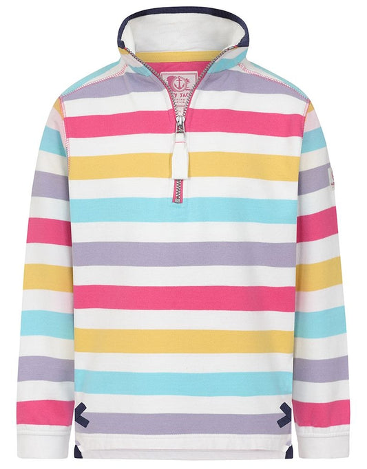 Lazy Jacks Kids 'LJ35C' 1/4 Zip Sweatshirt - Pastel Stripe