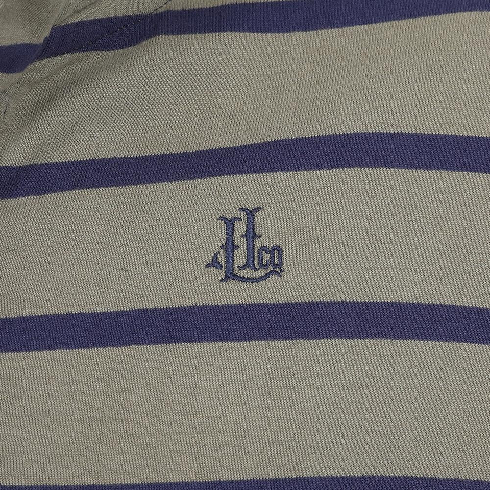 Lazy Jacks Mens 'LJ39' Zip Neck Stripe Sweatshirt - Khaki