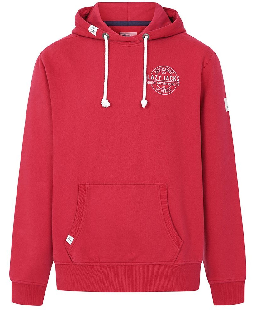 Lazy Jacks Mens LJ21 Printed Hoodie Crimson Red
