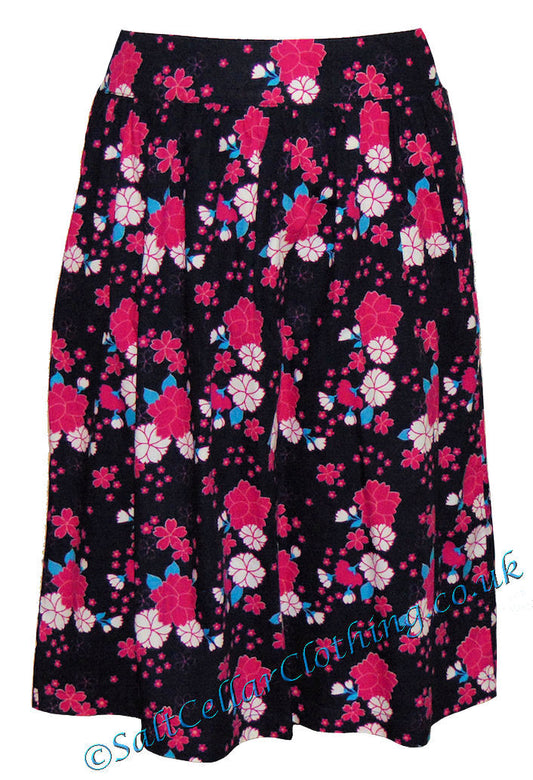 Mudd & Water Womens 'Ume' Skirt - Flower Print Navy