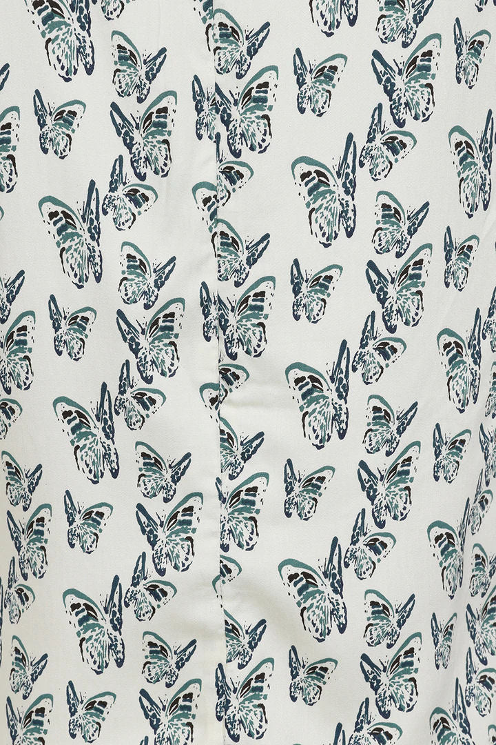 Mudd & Water Womens 'Calla Top' - White Butterfly Print