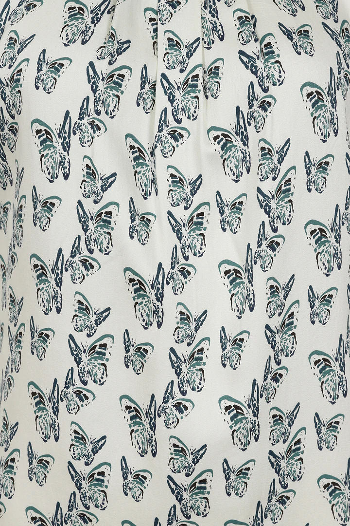 Mudd & Water Womens 'Calla Top' - White Butterfly Print