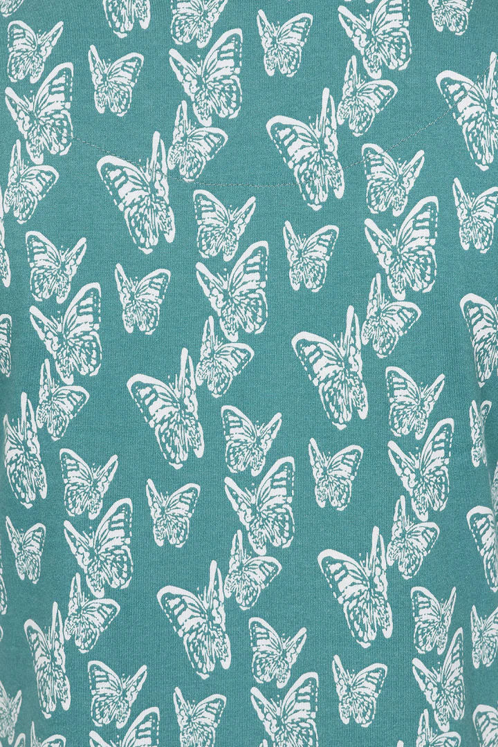 Mudd & Water Womens Petal Tee - Teal Butterfly Print