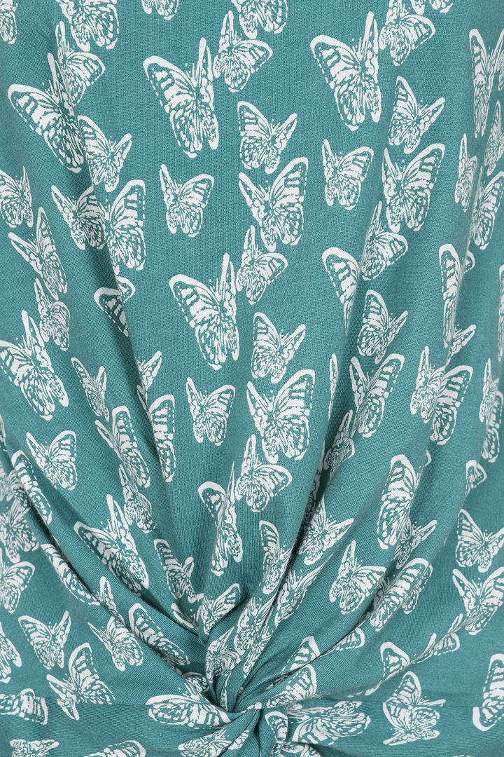 Mudd & Water Womens Petal Tee - Teal Butterfly Print