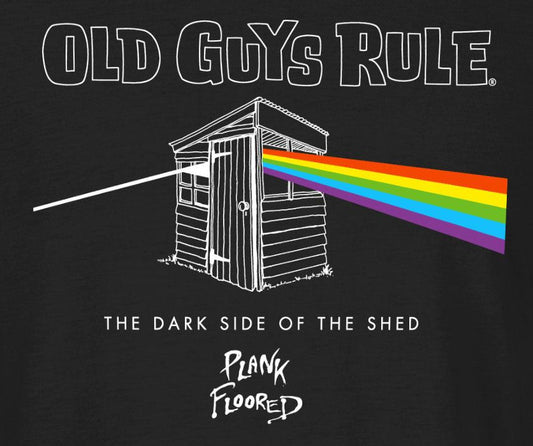 Old Guys Rule Mens Dark Side of the Shed T-Shirt - Black
