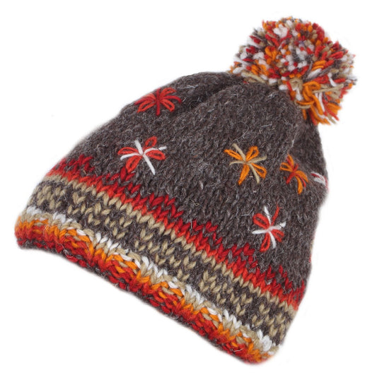 Pachamama Adults 'Littlehampton' Knitted Bobble Beanie Bark