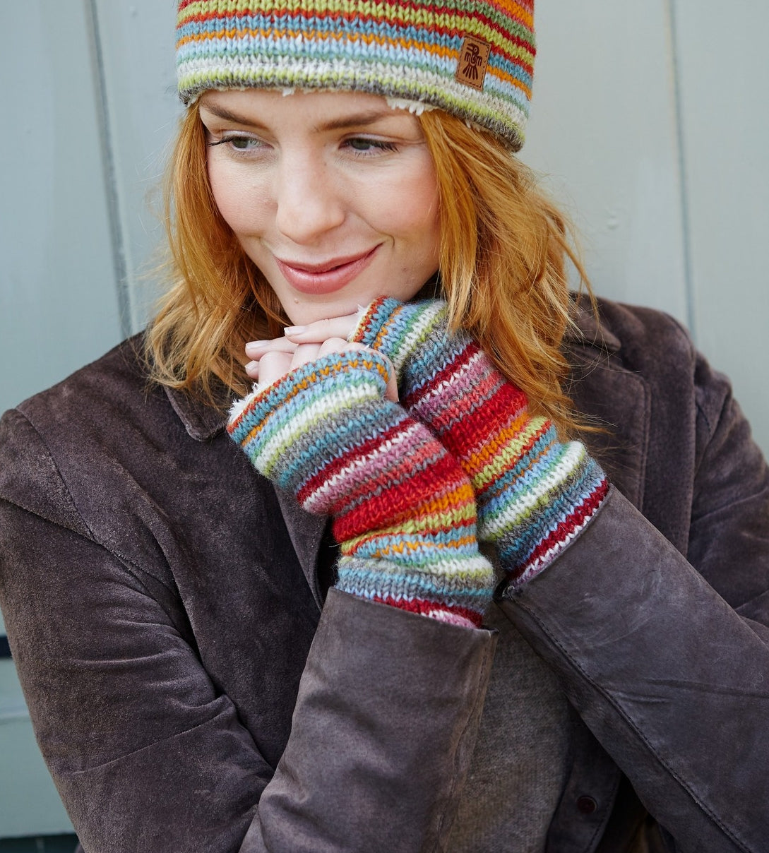 Pachamama Adults Seville Knitted Handwarmers - Multicoloured Stripe