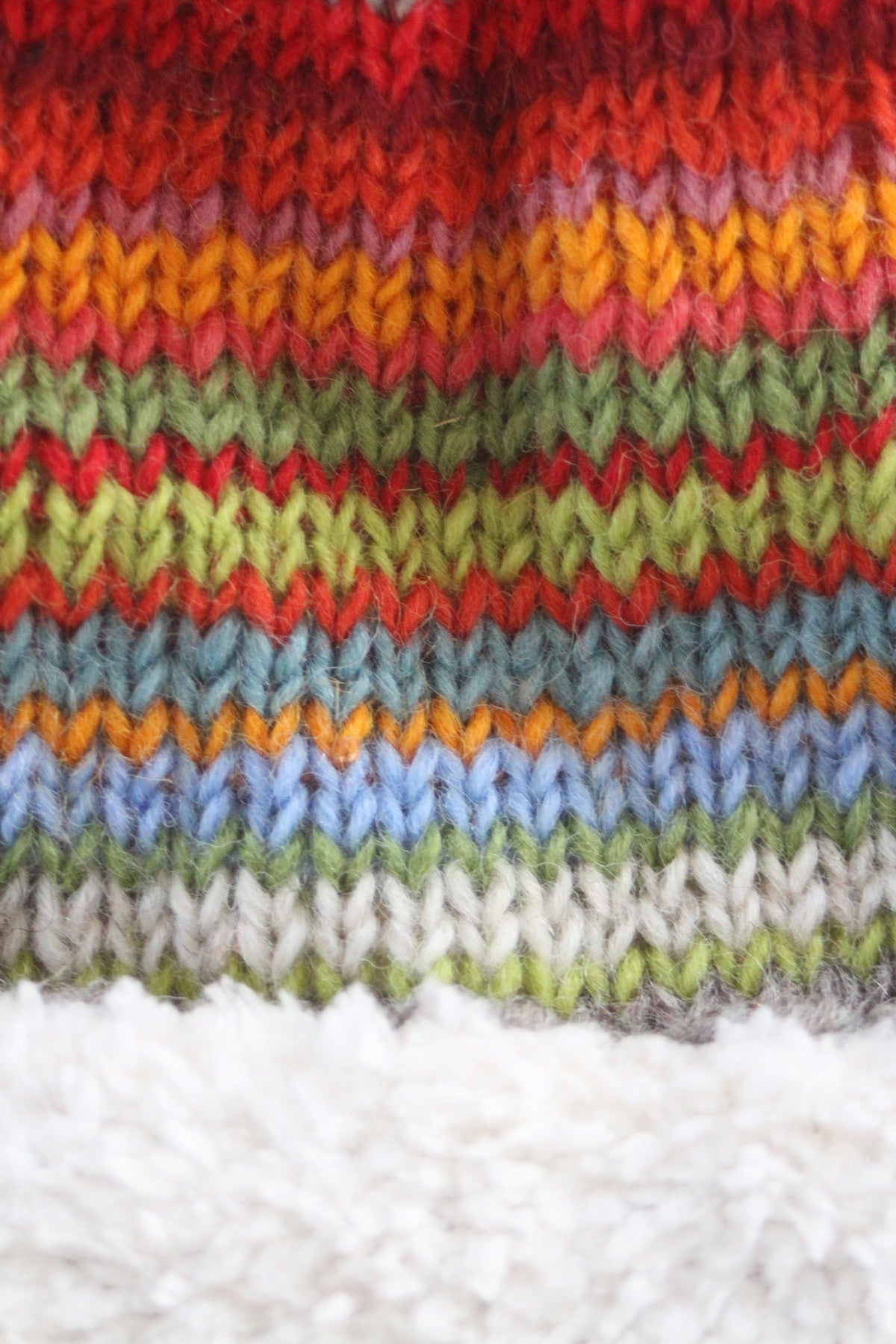 Pachamama Adults 'Seville' Knitted Bobble Beanie - Multicoloured Stripe