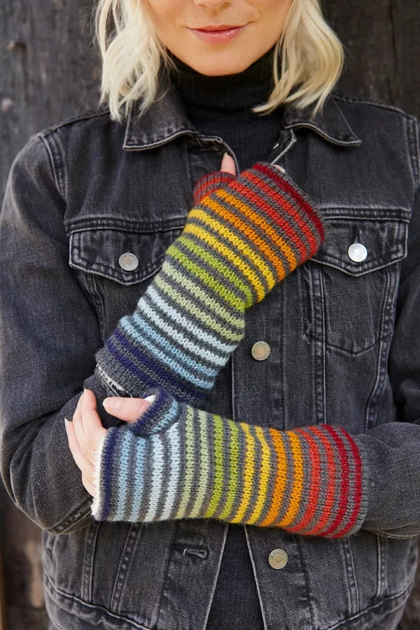 Pachamama Adults 'Vancouver' Knitted Handwarmers - Multicoloured Stripe