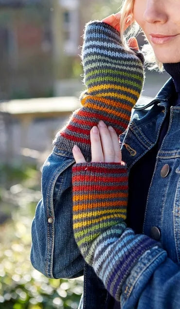 Pachamama Adults 'Vancouver' Knitted Handwarmers - Multicoloured Stripe