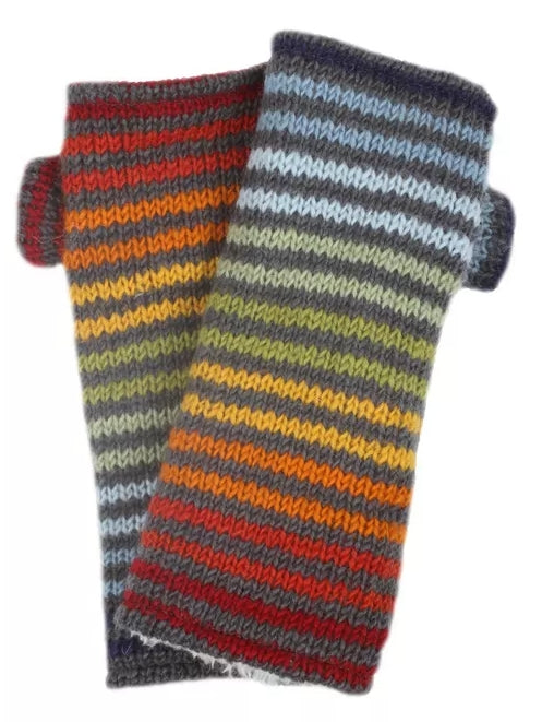 Pachamama Adults 'Vancouver' Knitted Handwarmers - Multicoloured Stripe