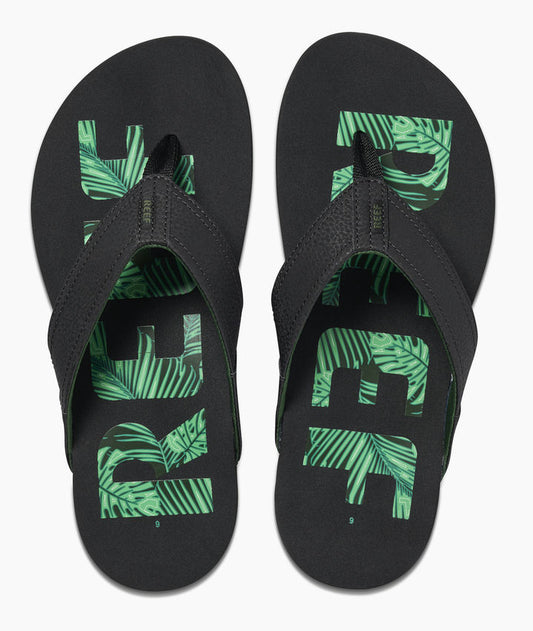 Reef Mens 'Newport Prints' Flip Flops - Palms / Black