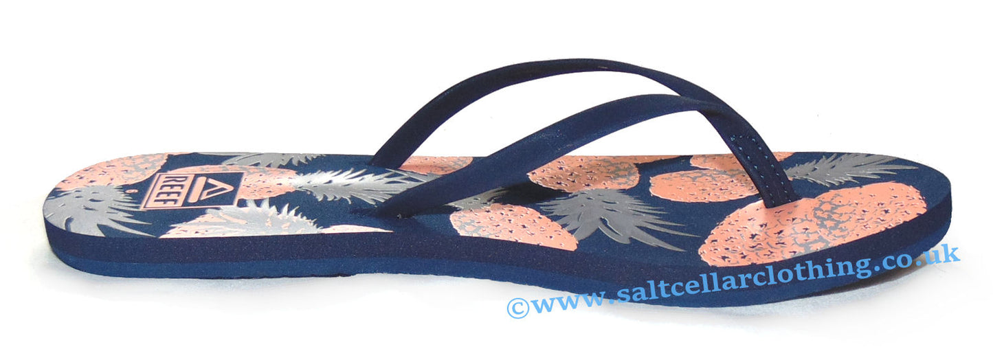Reef Womens 'Bliss-Full' Flip Flops - Coral Pineapples