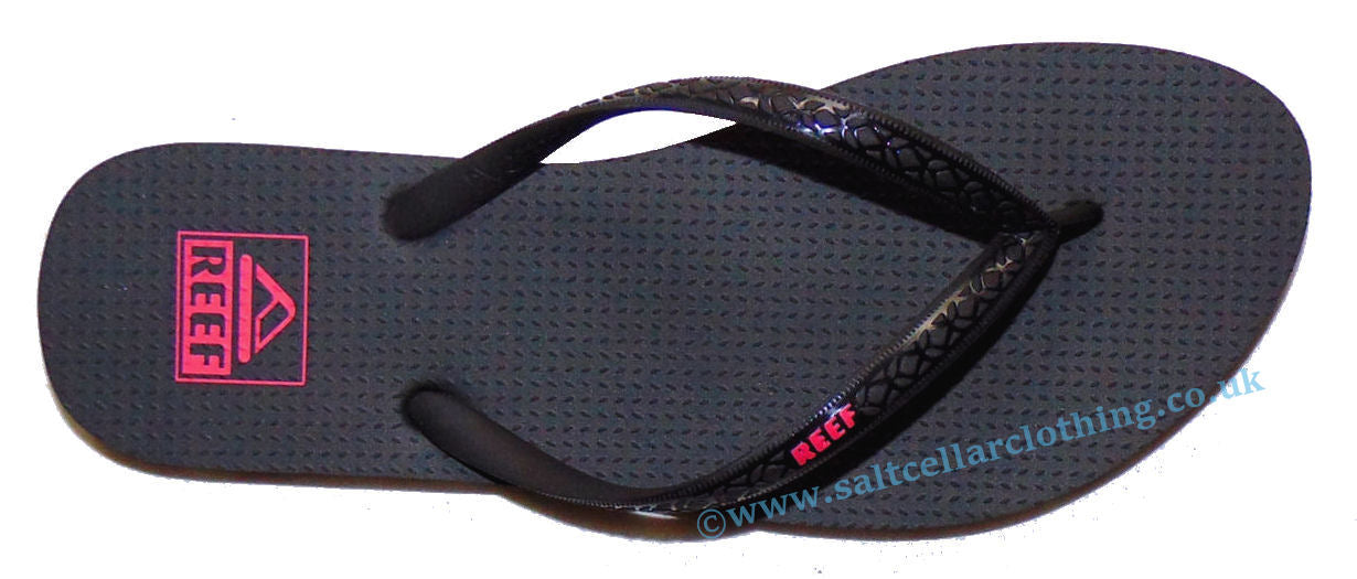 Reef Womens 'Seaside' Flip Flops - Black / Paradise Pink