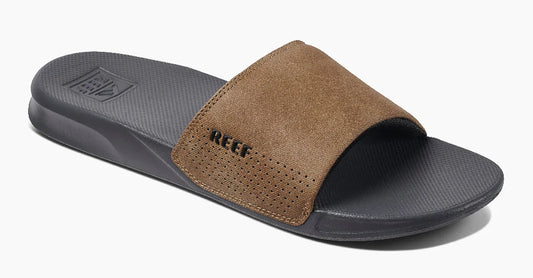 Reef Mens 'One Slide' Padded Strap Slider - Grey / Tan