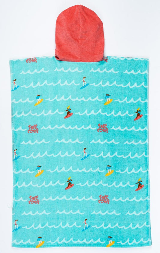 Saltrock Kids 'Surf Sister' Hooded Towelling Changing Robe - Turquoise