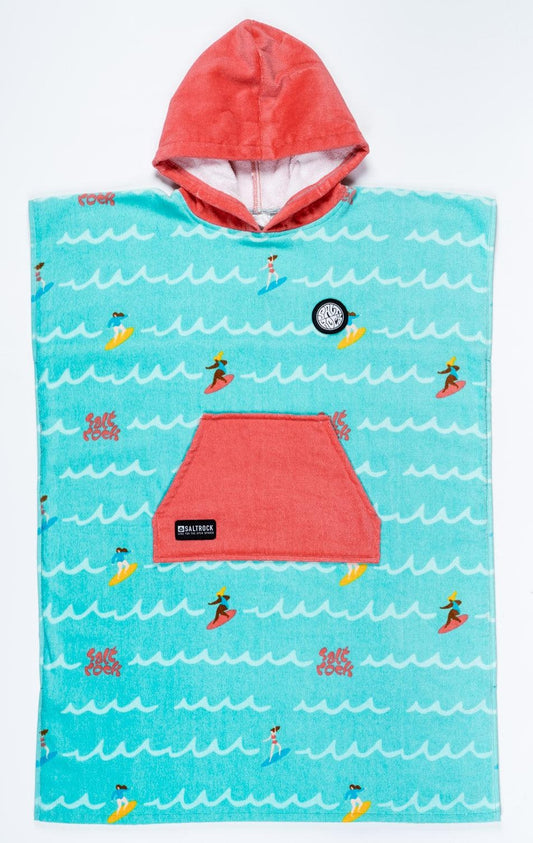 Saltrock Kids 'Surf Sister' Hooded Towelling Changing Robe - Turquoise