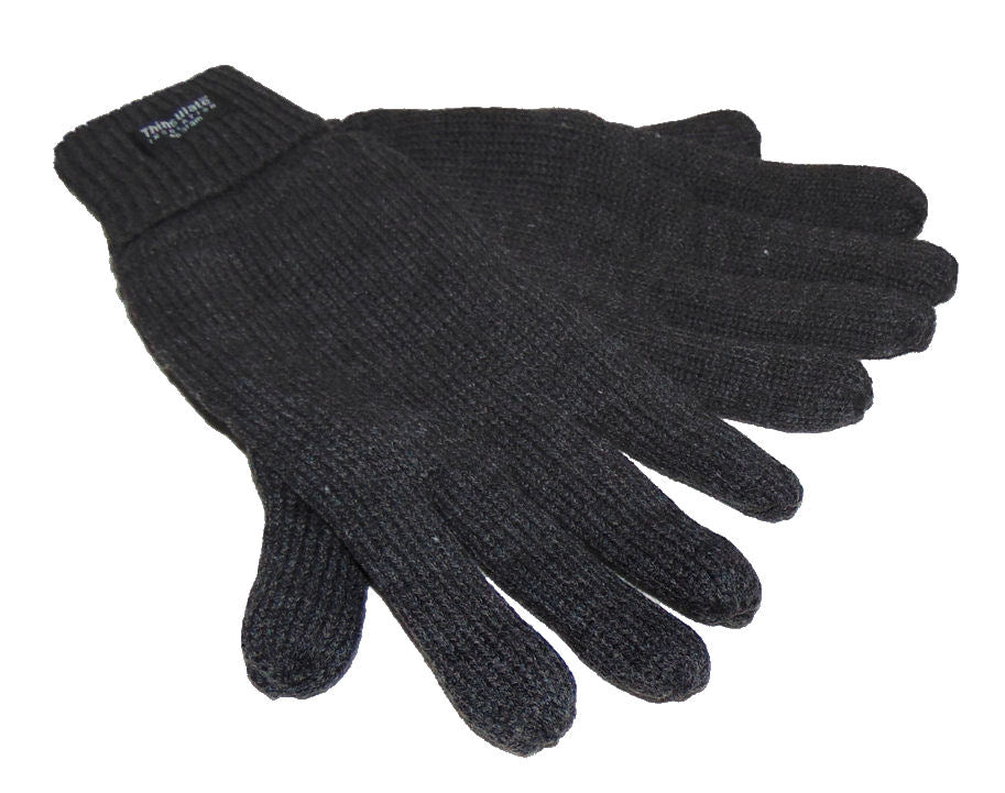Thinsulate Mens Knitted Fleece Lined 'Max' Gloves - Charcoal Grey