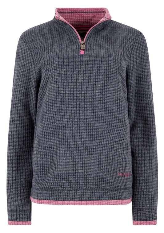 Weird Fish Womens 'Beyonce' 1/4 Zip Grid Fleece - Navy