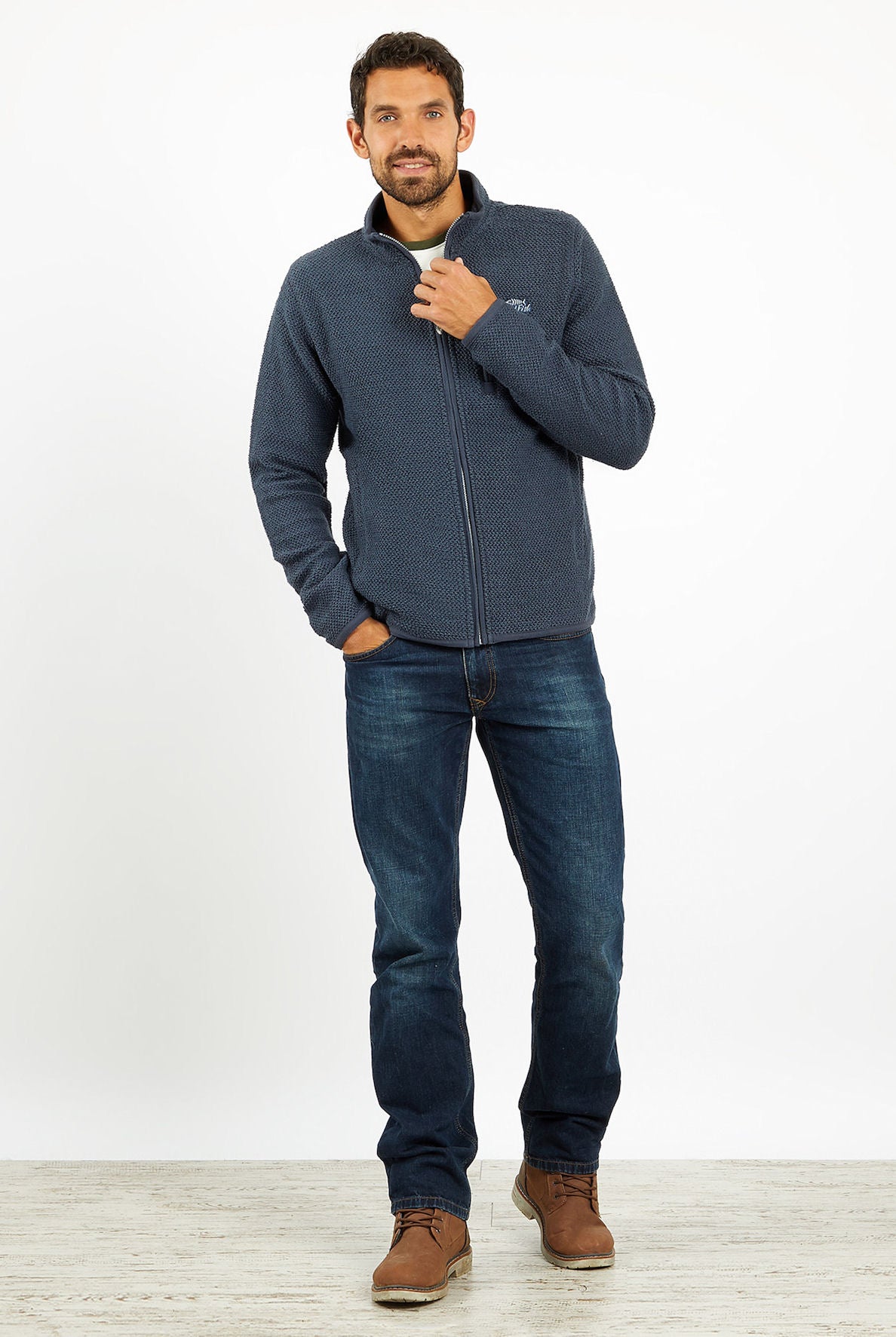 Weird Fish Mens 'Transom' Full Zip Macaroni Jacket - Navy