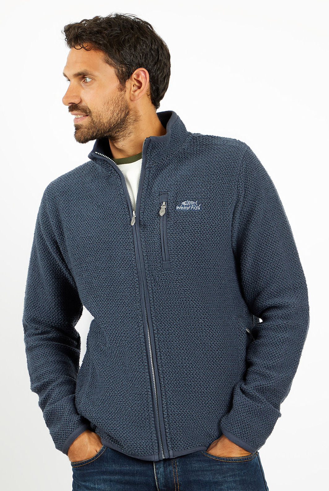 Weird Fish Mens 'Transom' Full Zip Macaroni Jacket Navy – Salt