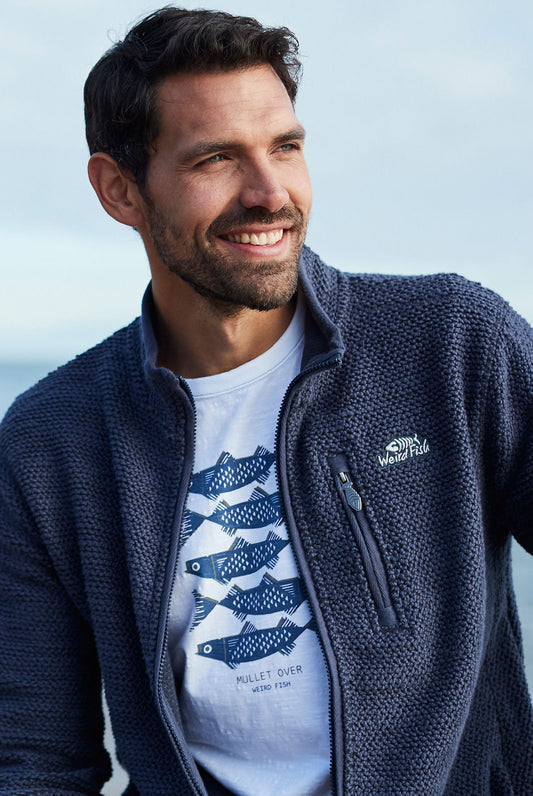 Weird Fish Mens 'Transom' Full Zip Macaroni Jacket - Navy