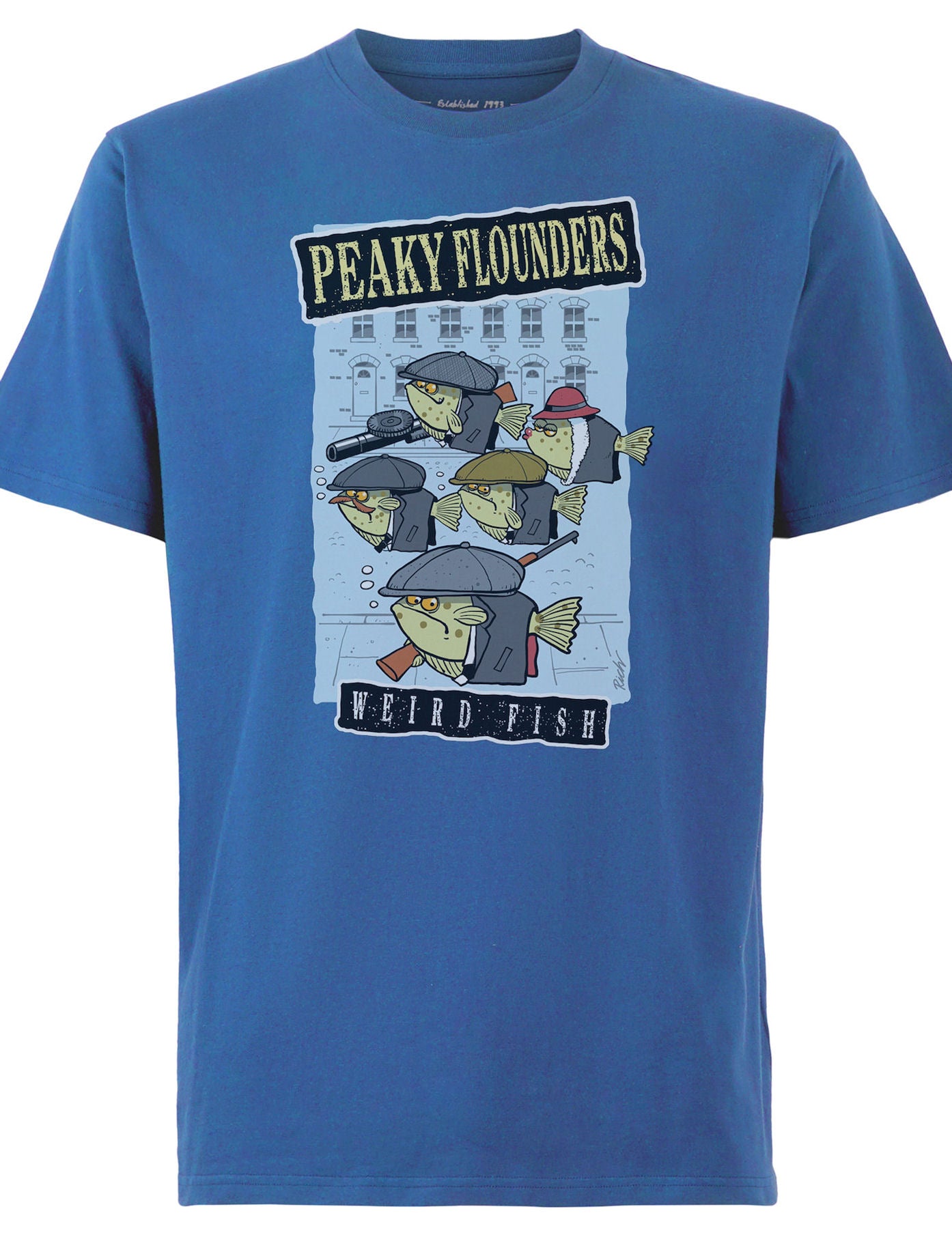Weird Fish Mens 'Peaky Flounders' Printed Tee True Blue Salt