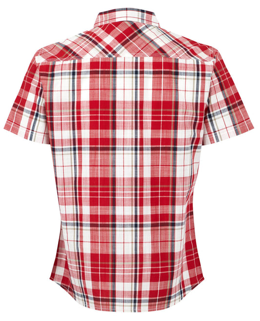 Weird Fish Mens 'Ennis' Short Sleeve Check Shirt - Chilli Pepper Red