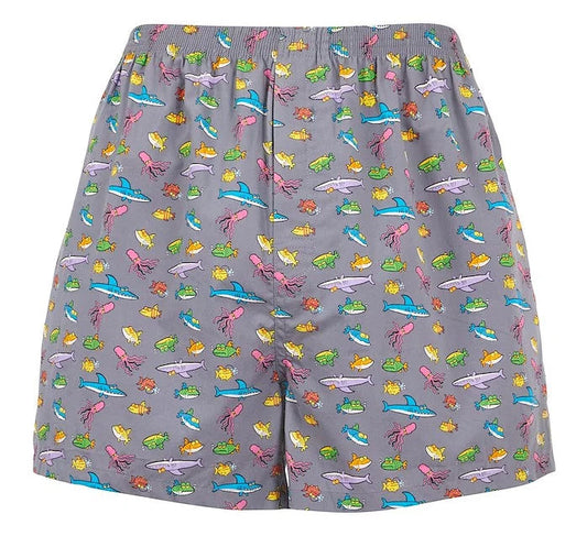 Weird Fish Mens 'Harley' 2 Pack Boxer Shorts - Frost Grey