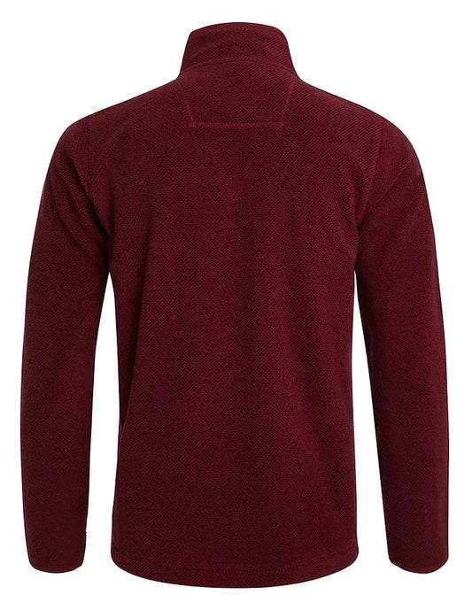 Weird Fish Mens 'Errill' 1/4 Zip Textured Fleece - Antique Cherry