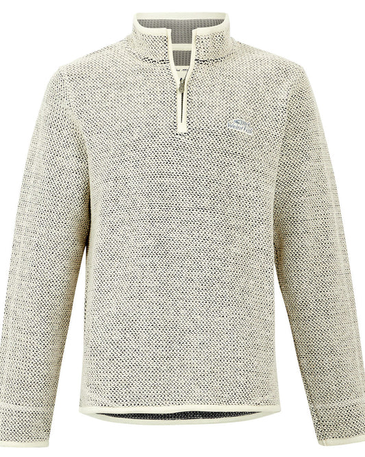 Weird Fish Mens 'Stern' 1/4 Zip Macaroni Knitted Top - Ecru