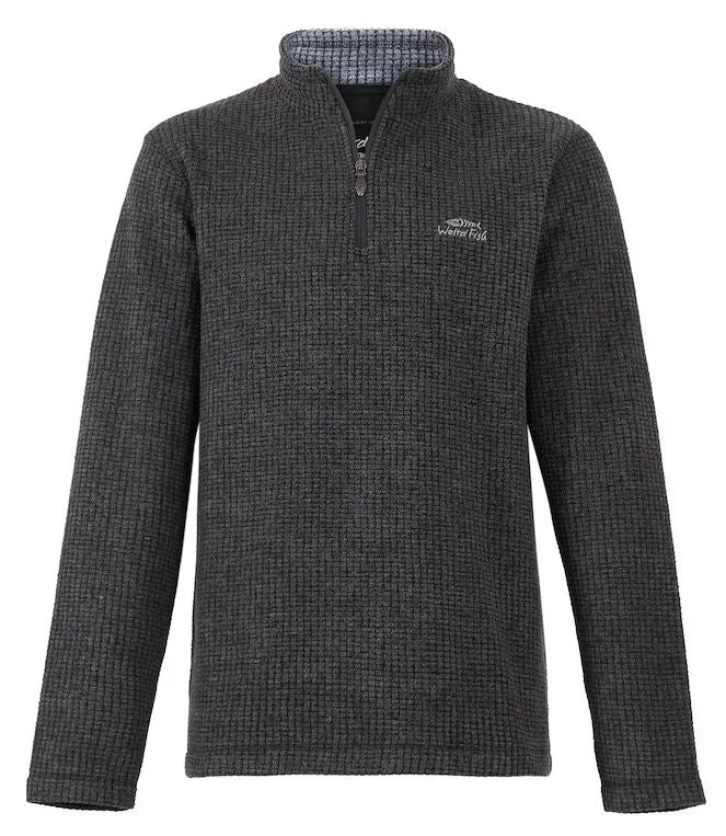 Weird Fish Mens Newark 1/4 Zip Grid Fleece in Washed Black