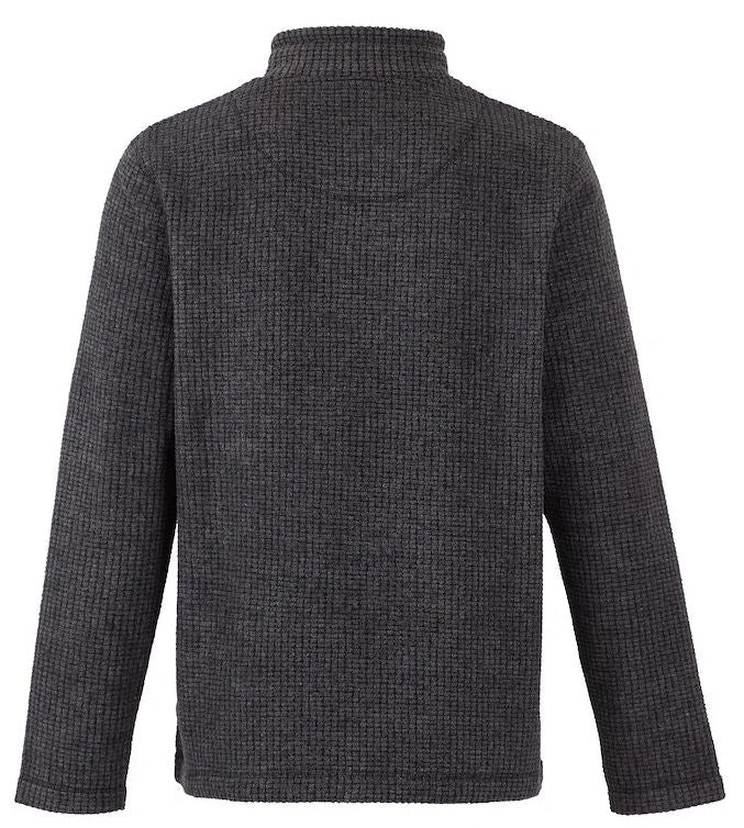Weird Fish Mens Newark 1/4 Zip Grid Fleece in Washed Black