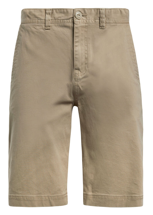 Weird Fish mens Rayburn chino shorts Taupe Grey with button and belt loops front view