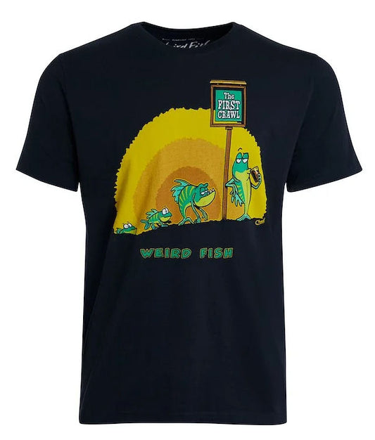 Weird Fish printed tee navy featuring vibrant cartoon fish graphic design