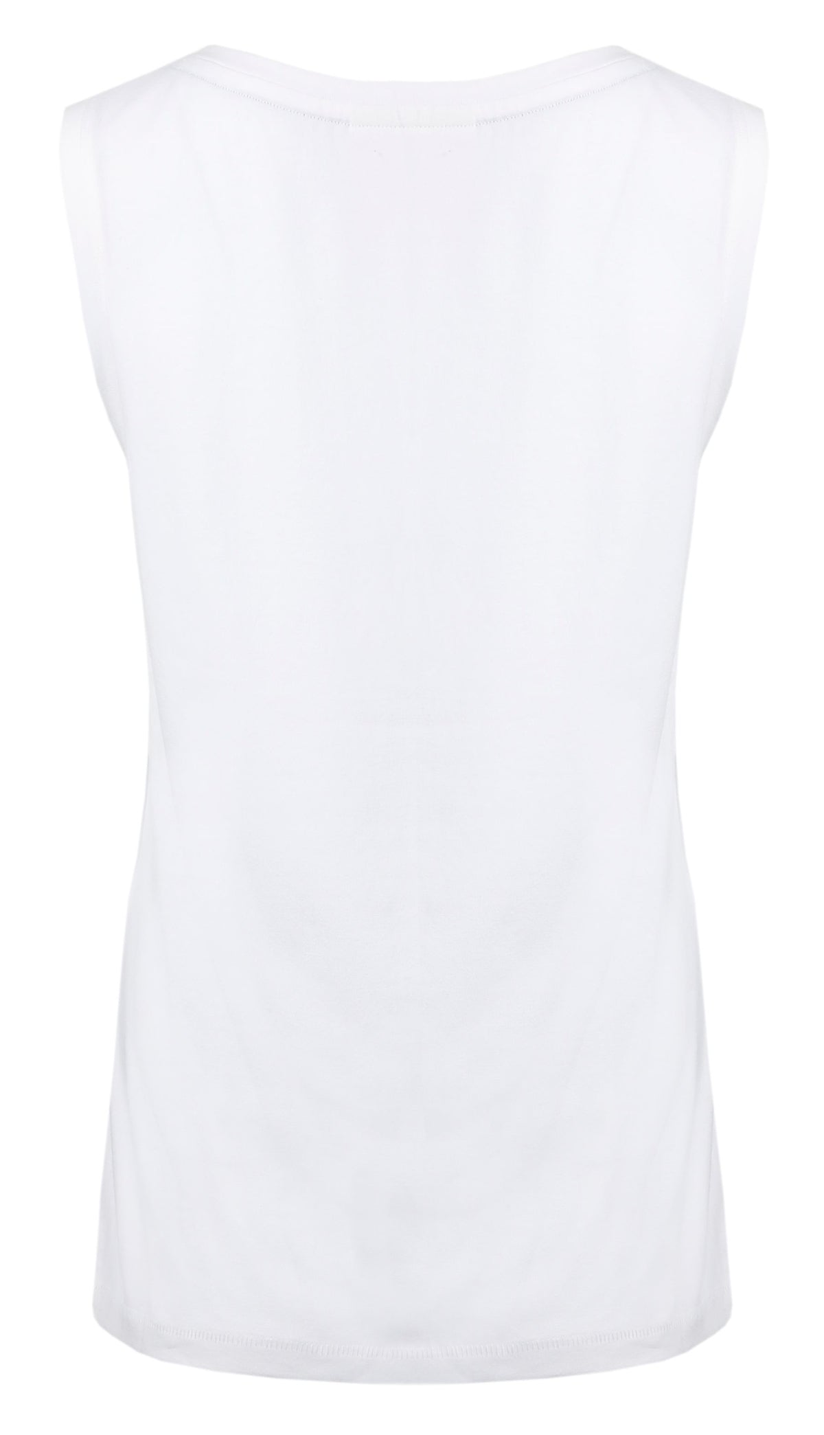 Back view of Weird Fish womens Calle plain white vest sleeveless casual top