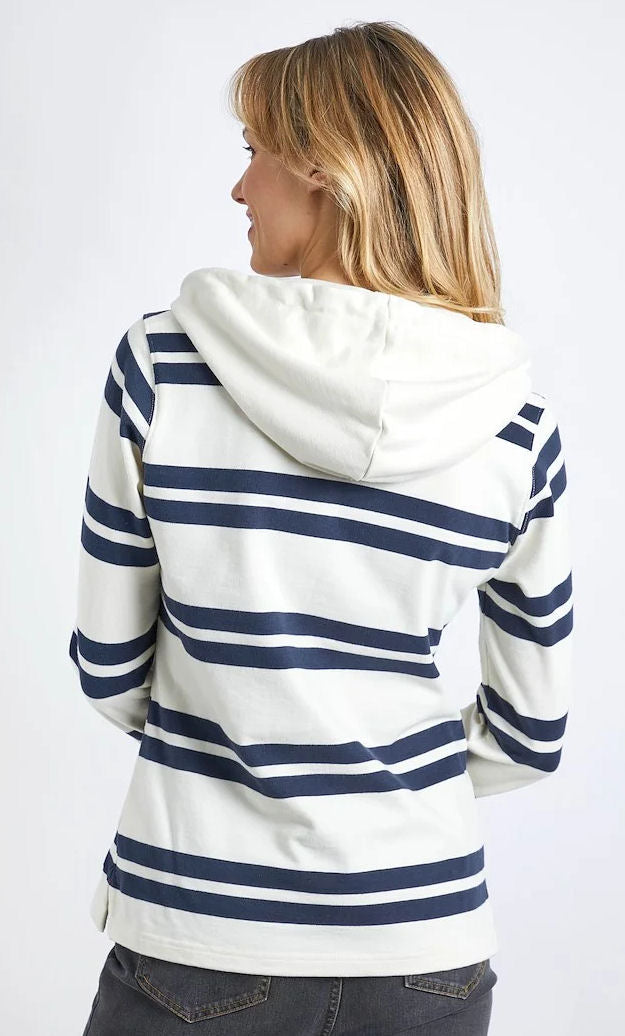 Weird Fish Womens 'Merida' Striped Rugby Hoody - Light Cream