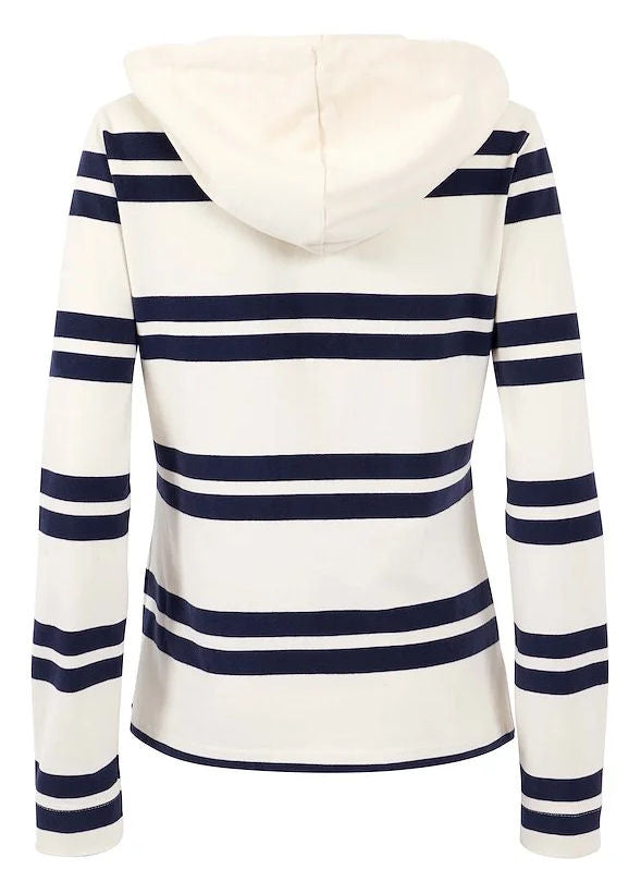 Weird Fish Womens 'Merida' Striped Rugby Hoody - Light Cream