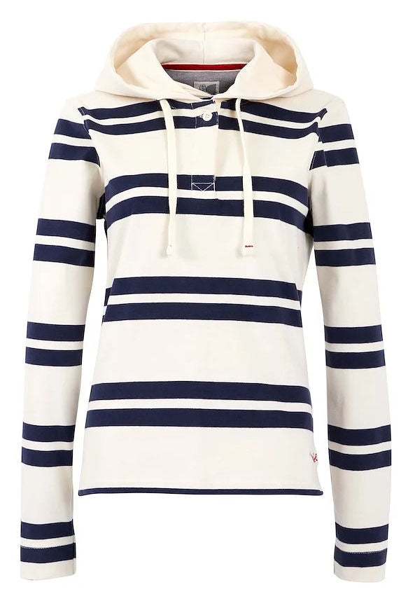Weird Fish Womens 'Merida' Striped Rugby Hoody - Light Cream