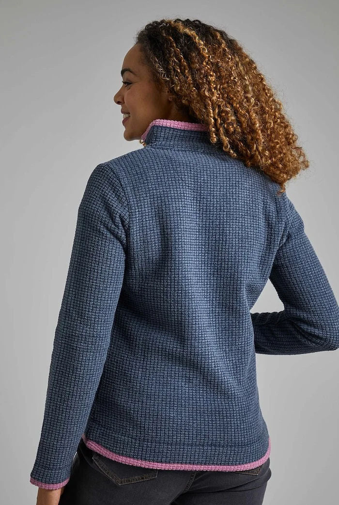 Weird Fish women's navy fleece with a cozy texture and high collar for comfort and warmth