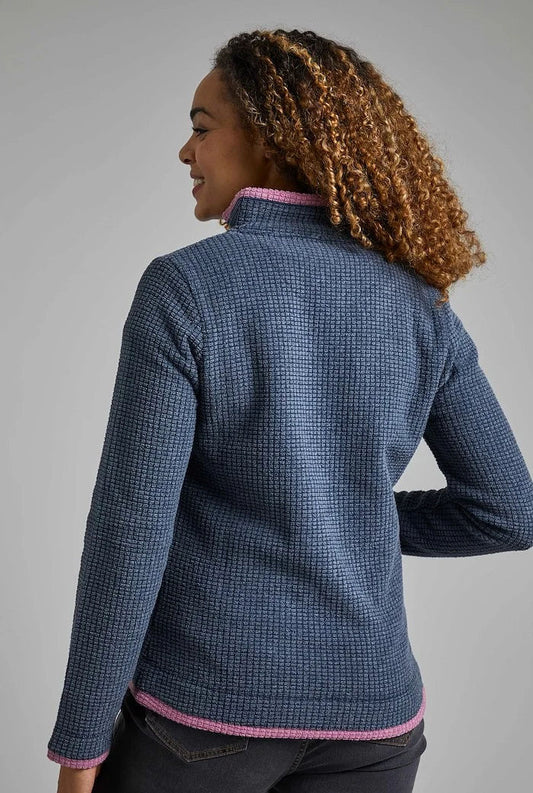 Weird Fish women's navy fleece with a cozy texture and high collar for comfort and warmth