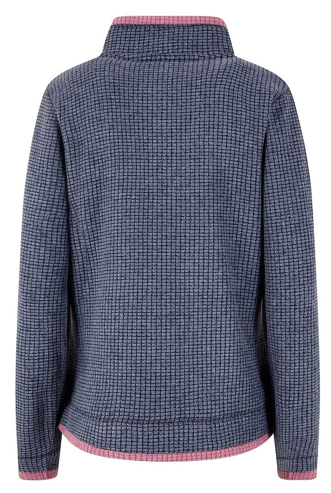 Back view of Weird Fish women's navy fleece with textured fabric and contrasting trim